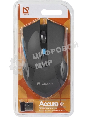 Мышь беспроводная Defender Accura MM-275 синий, 1600 dpi, радиоканал, USB, кнопки - 6
