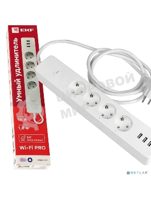 Умный удлинитель EKF RCE-2-WF Connect PRO Wi-Fi c USB