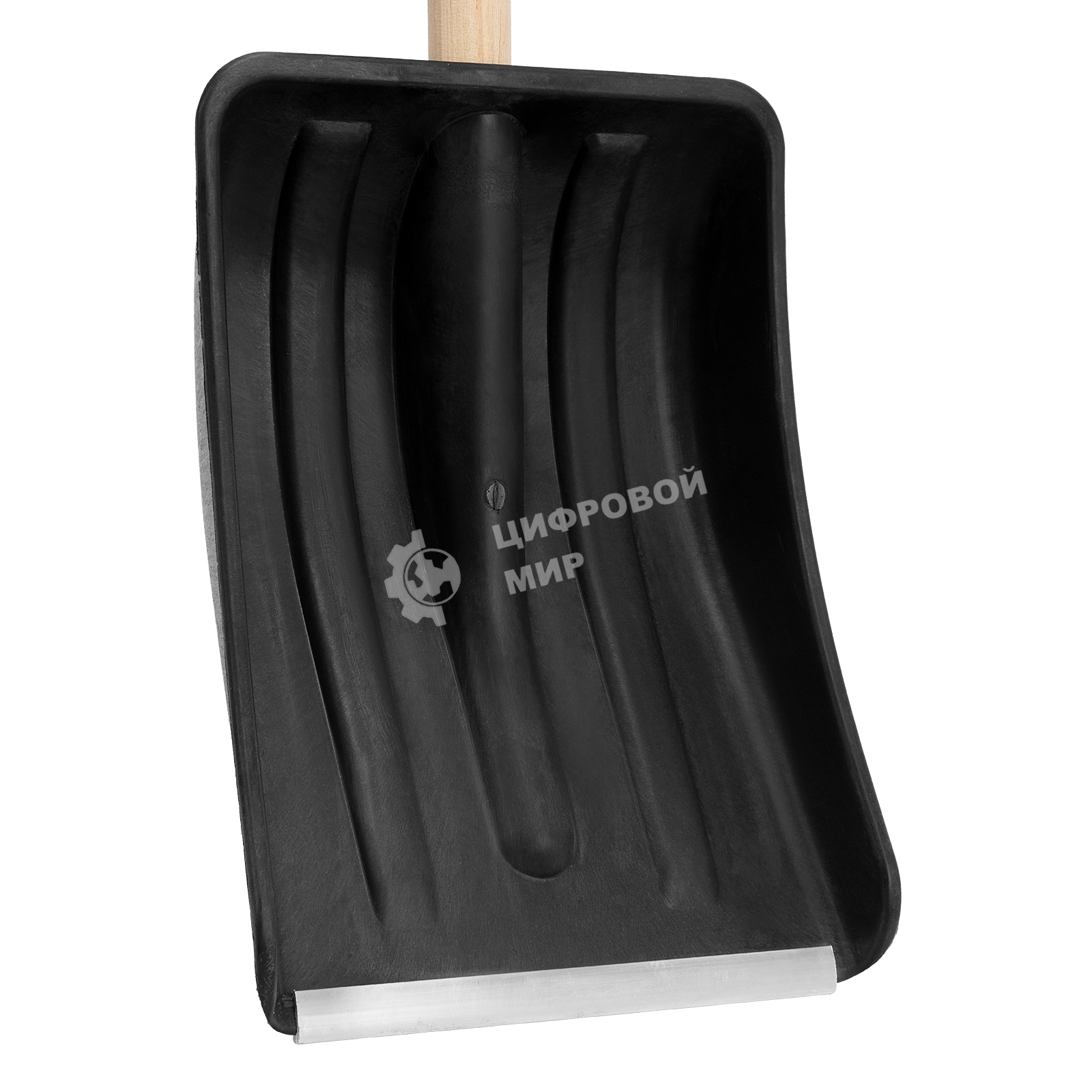 Лопата для уборки снега Sparta полипропиленовая, 275х365х870 мм, деревянный черенок,