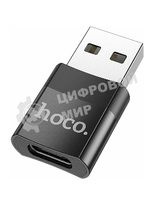 Переходник USB2.0 OTG Hoco, AM/Type-C(F), UA17, черный, коробка