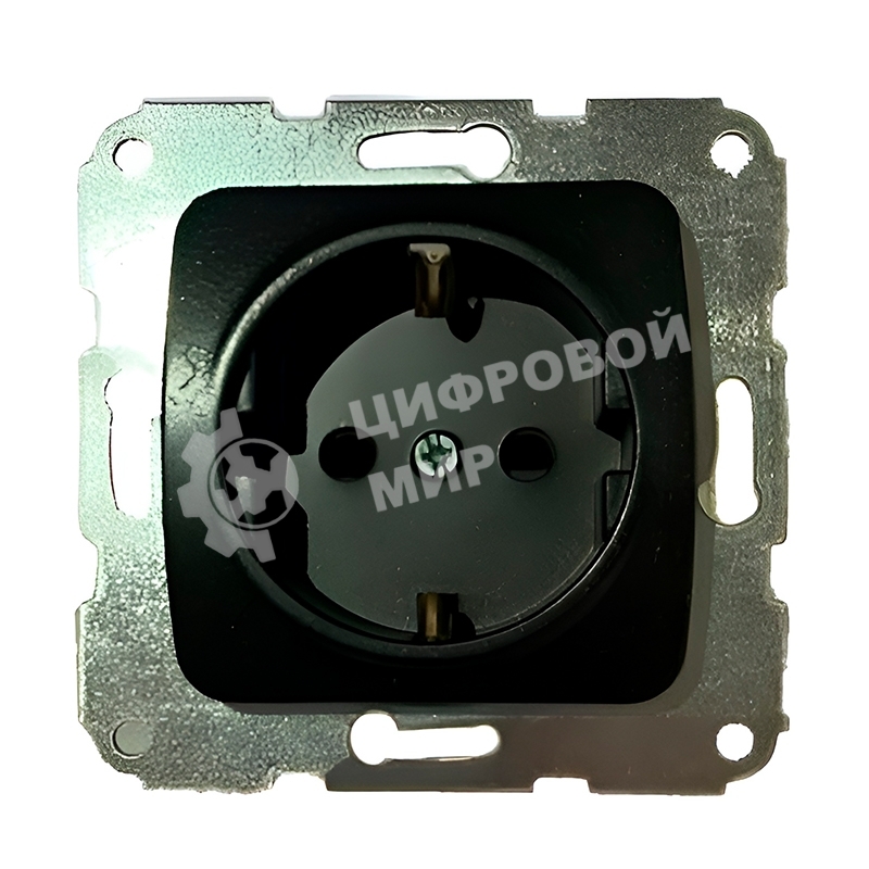 Розетка Kranz DEA 1-ая с/з с/у 16А мех. черный металлик KR-78-0331