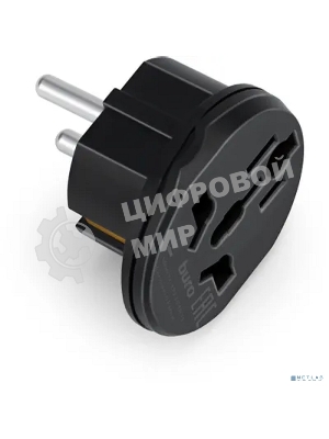 Адаптер-переходник Buro BU-PA01-B, 1 розетка, черный (пакет ПЭ)