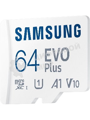 Флеш карта microSDXC 64GB Samsung EVO Plus Memory Card Samsung UHS-I U1 Class 10, Adapter, 130 MB/s, 10000 циклов, - 25°C to 85°C, RTL Samsung MB-MC64KA