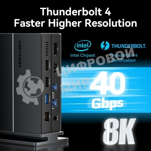 Мультифункциональная док-станция Vention USB Type C 14 в 1 с поддержкой Thunderbolt 4