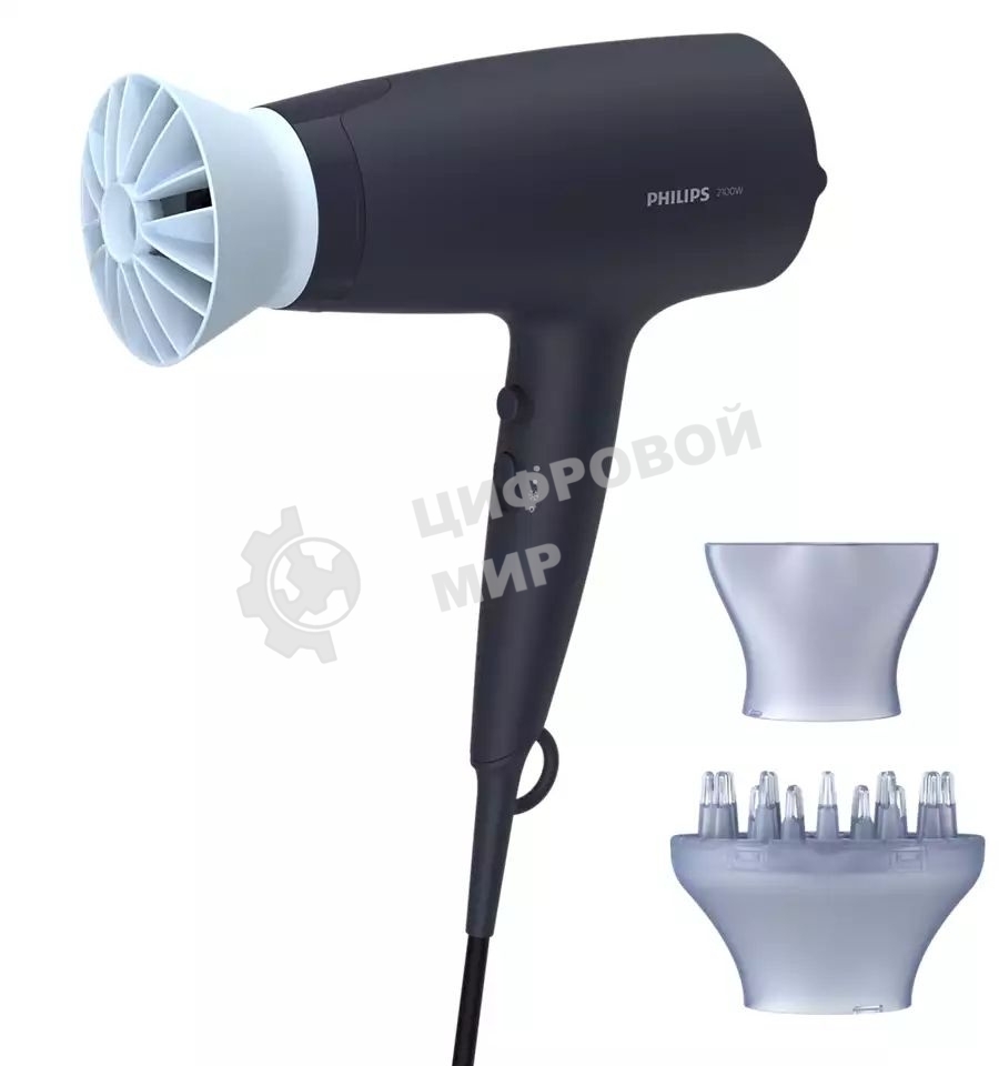 Фен Philips BHD360/20 черный/синий, 2100 Вт, ионизация