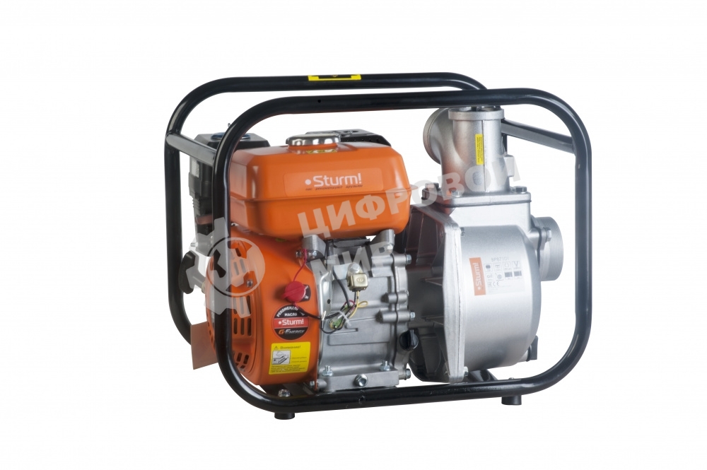 Бензиновая мотопомпа 7лс, 4-х тактн,1000л/мин,ЧИСТАЯ, напор 34м,бак 3,3л, d=80мм,Sturm! BP87101