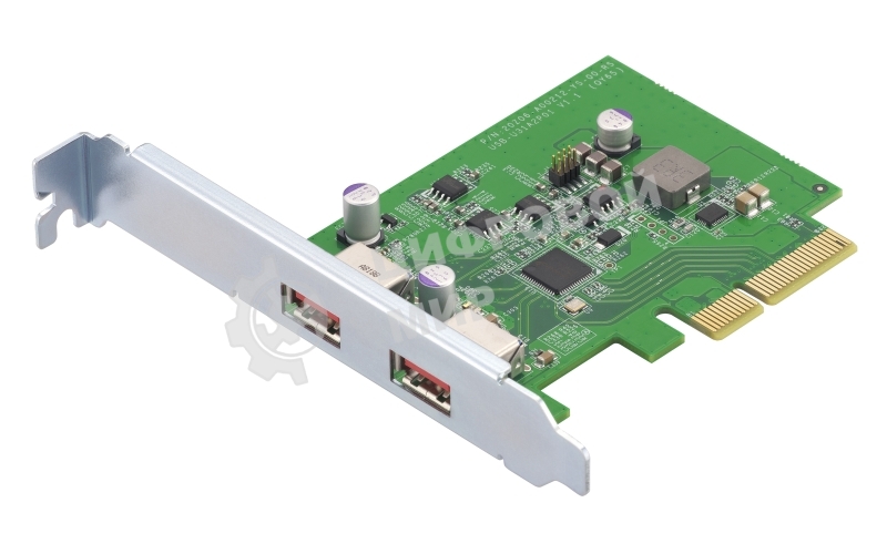 Карта расширения QNAP QXP-10G2U3A USB Dual Port Adapter, 2 x 10Gb/s USB 3.2 Gen 2, PCIe Gen3 x2
