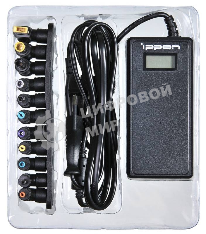 Блок питания Ippon D90U автоматический 90W 15V-19.5V 10-connectors 8A 1xUSB 2.1A от бытовой электросети LСD индикатор