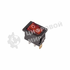 Выключатель клавишный Rexant 250V 6А (3с) ON-OFF красный с подсветкой Mini