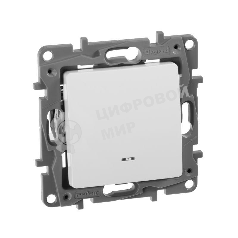 Переключатель с подсветкой, 10AX, бел. ETIKA 