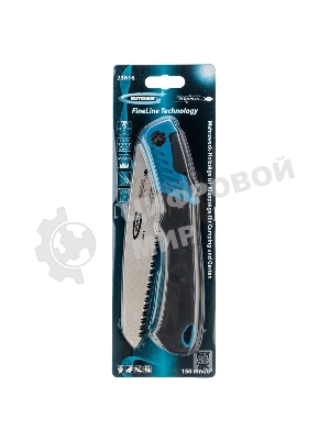 Пила по дереву Gross 23616 PIRANHA складная, для кэмп.и сада, 150 мм, 9-10TPI, зуб 3D, подкал.зуб, 2-ком.рук.