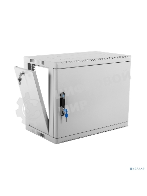 Шкаф коммутационный ЦМО (ШРН-9.350.1) настенный 9U 600x350 мм пер. дв. стал. лист 200 кг серый 300 мм 180 град.