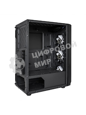 Компьютерный корпус Miditower ExeGate EVO-5001A-600NPX (ATX, БП 600NPX с вент. 12 см, 2хUSB+1хUSB 3.0+HD Audio, черный, 3 вент.12см с RGb подсветкой, боковая панель - закаленное стекло)