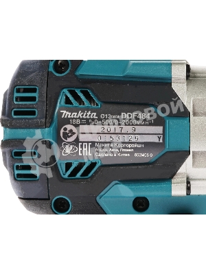 Дрель ак б\щет Makita DDF484Z,18В,Li-ion,БЗП-13мм,0-500\0-2000об\м,54\30Нм,1.5кг,кор,б\акк и з\у,XPT