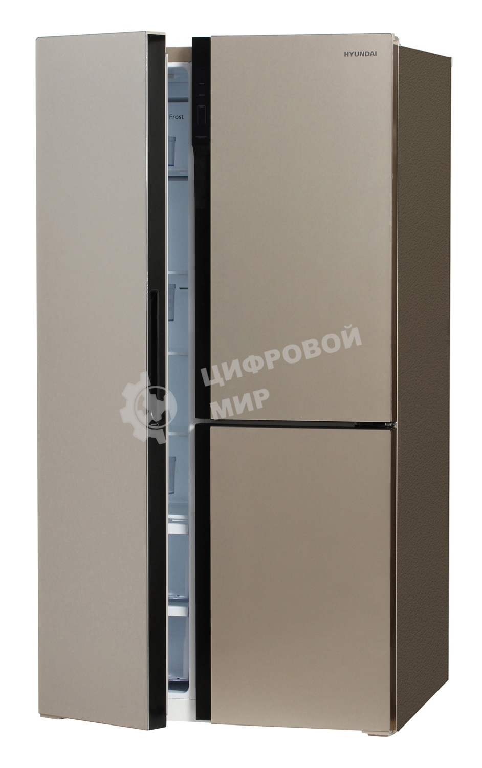 Холодильник Hyundai CS6073FV шампань трехкамерный 329/223л морозилка сбоку, No Frost, Side by Side
