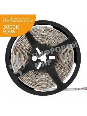 Лента светодиодная Elementary 2835/120-SMD 9.6W 12V DC теплый белый IP20 (ZIP bag 5m)