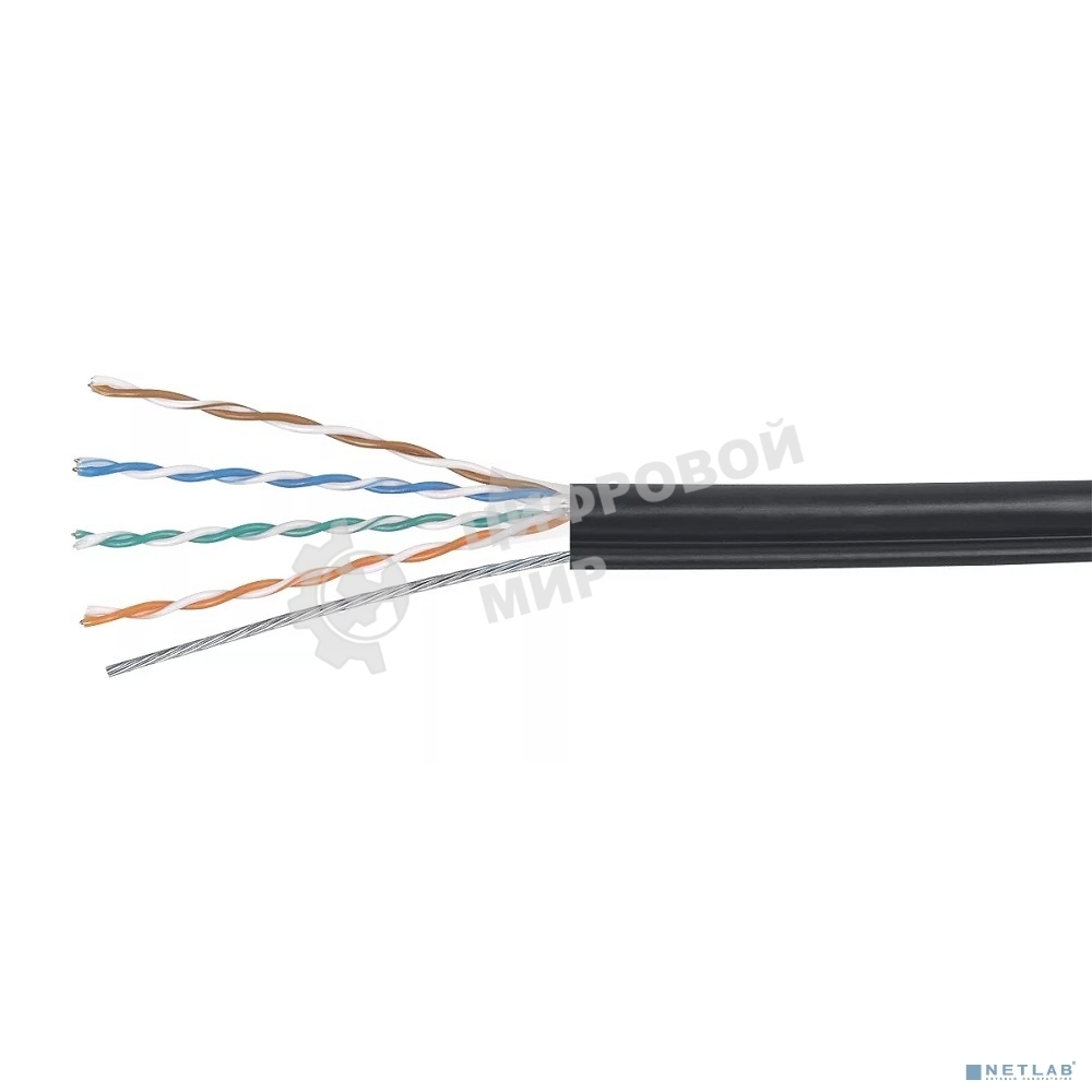 Кабель витая пара Cabeus UTP-4P-Cat.5e-SOLID-OUT-PE-UV U/UTP 5e кат. 4 пары (24 AWG), одножильный, для внешней прокладки, PE-UV (305 м)