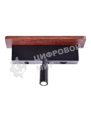 Настенный светодиодный светильник Ambrella light FW291 BK/DW черный/темное дерево LED 4200K+3000K 6W+1W 265*110*130