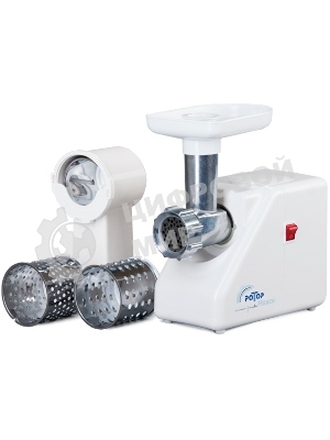 Мясорубка электрическая Ротор Макси ЭМШ 35/300-3 белый, 1500 Вт, 0.6 кг/мин, насадки - 4