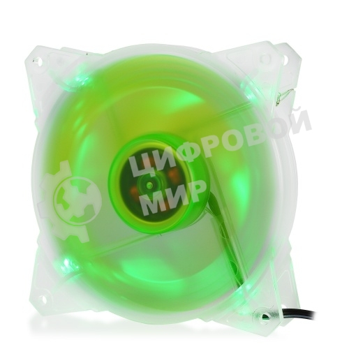 Вентилятор для корпуса Crown CMCF-12025S-1212 прозрачный/зеленый, 120 мм, 1650 об/мин, 28 дБ, 3 pin
