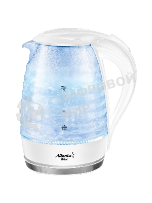 Чайник ATLANTA, ATH-2467 бел, Стекло, 1,7л, 2000Вт, белый, иллюминация, защита от перегрева без воды.