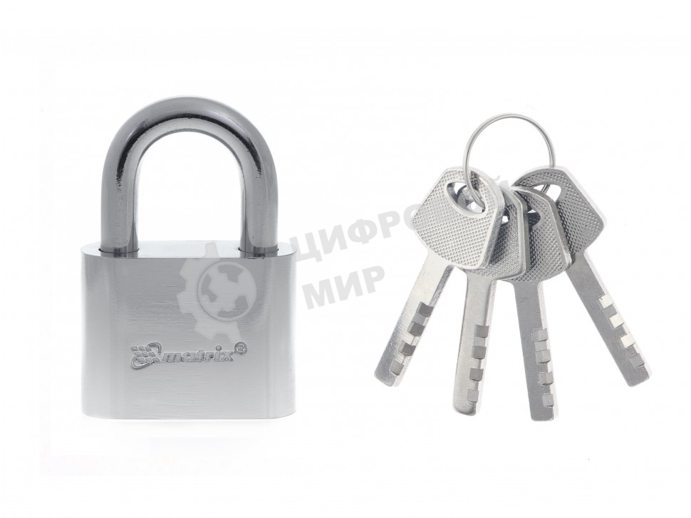 Замок навесной Matrix, хромированное покрытие 50 мм