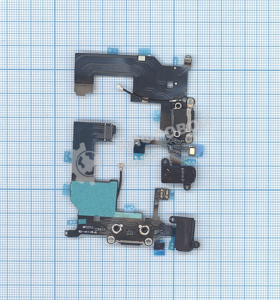 Шлейф разъема питания с аудио-разъемом для iPhone 5 черный