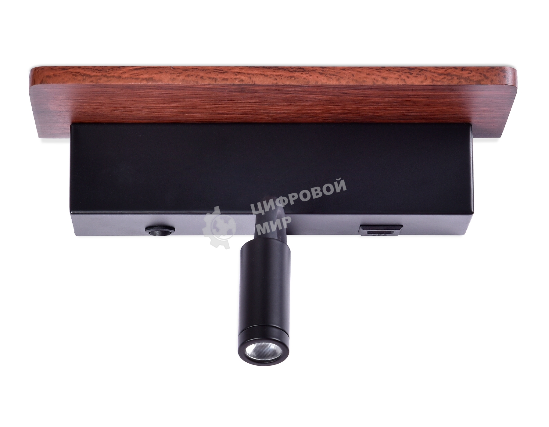 Настенный светодиодный светильник Ambrella light FW291 BK/DW черный/темное дерево LED 4200K+3000K 6W+1W 265*110*130