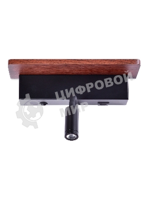 Настенный светодиодный светильник Ambrella light FW291 BK/DW черный/темное дерево LED 4200K+3000K 6W+1W 265*110*130