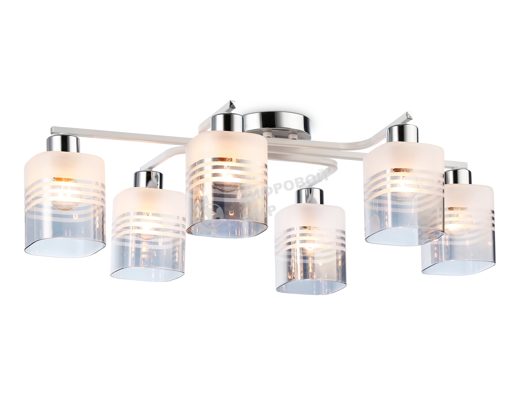 Светильник Ambrella light TR303207/6 WH/CH/SM/FR белый/хром/дымчатый/белый матовый E27*6 max 60W 710*400*200