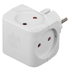 Тройник ЭРА SP-4-W4гнезда без заземления со шторками белый