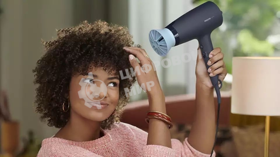 Фен Philips BHD360/20 черный/синий, 2100 Вт, ионизация