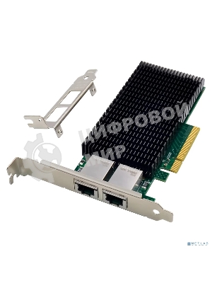 Сетевая карта ORIENT XWT-INT540L2PE8, PCI-Ex8 v2.1 2xRJ45 10Gbps Converged Server NIC, Intel X540 chipset, 10/1 Гбит/с, 2 планки крепления в комплекте (33299)