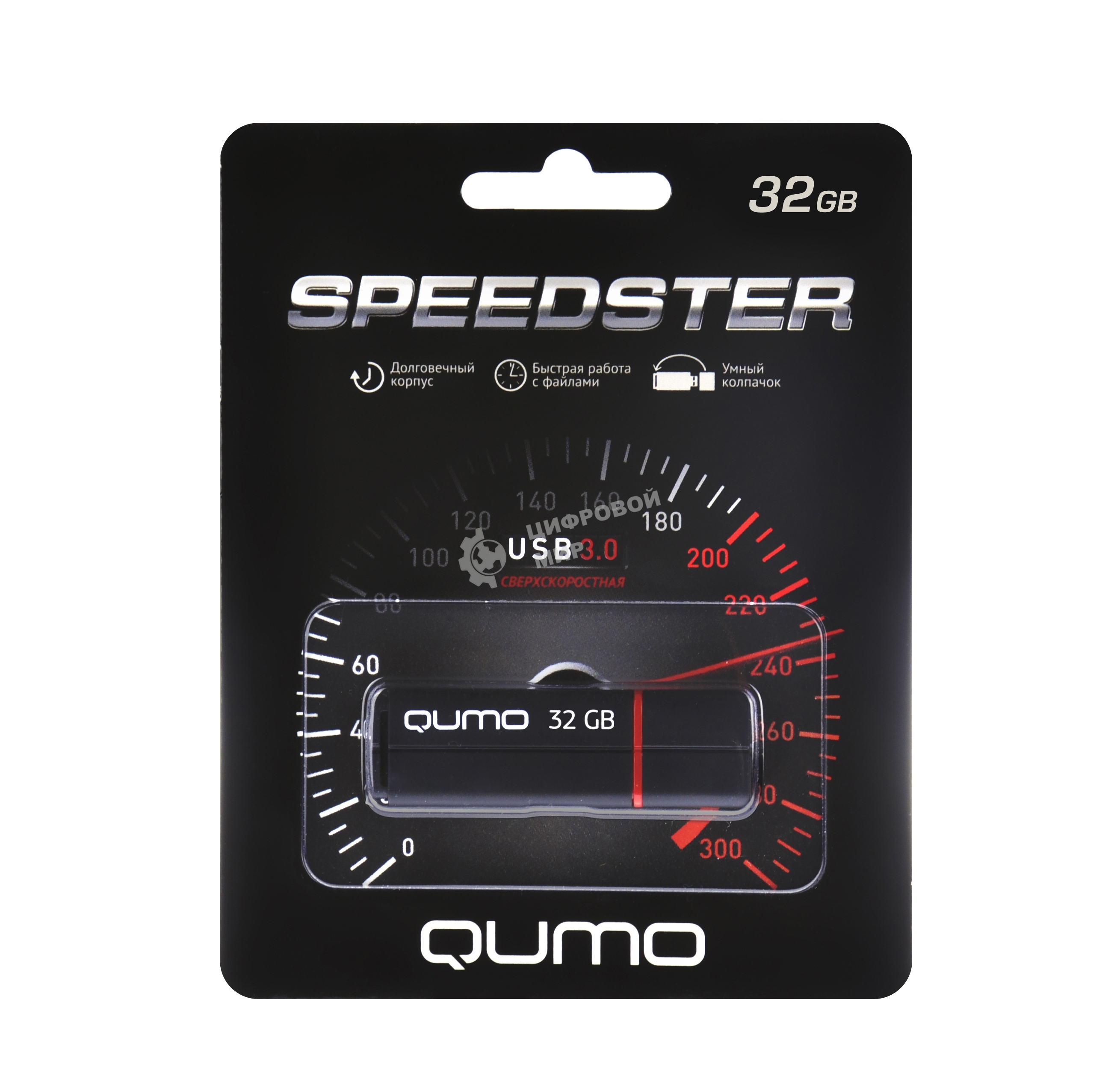 Флешка USB 3.0 QUMO 32Gb, Speedster черный