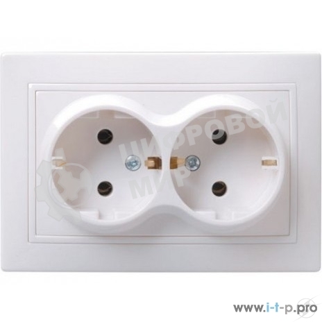 Розетка Iek ERK24-K01-16-DM РС12-3-КБ 2 местн. c з/к без защ.штор. 16А КВАРТА (белый)