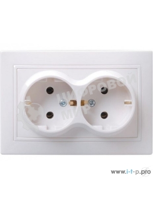 Розетка IEK ERK24-K01-16-DM РС12-3-КБ 2 местн. c з/к без защ.штор. 16А КВАРТА (белый)