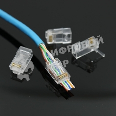 Коннектор RJ-45 (8P8C) LC-PTU-01/10 вилка универсальная. cat.5e. со сквозным отверстием(10 шт.)