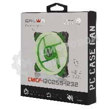 Вентилятор для корпуса Crown CMCF-12025S-1232 черный/зеленый, 120 мм, 1650 об/мин, 23 дБ, 3 pin