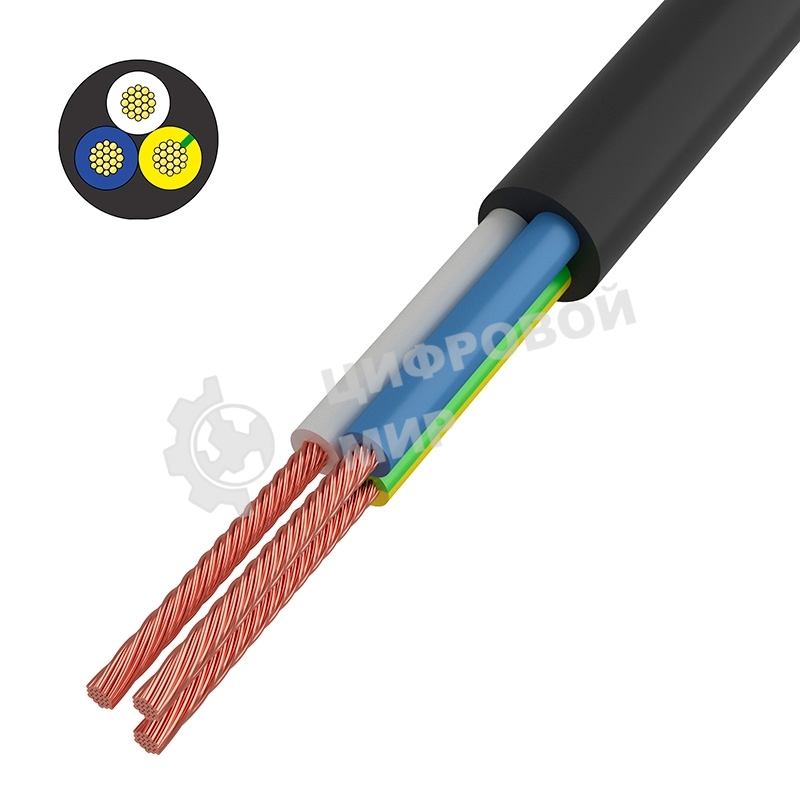 Провод соединительный ПВС Rexant 3x0,75 мм², черный, длина 5 метров, ГОСТ 7399-97