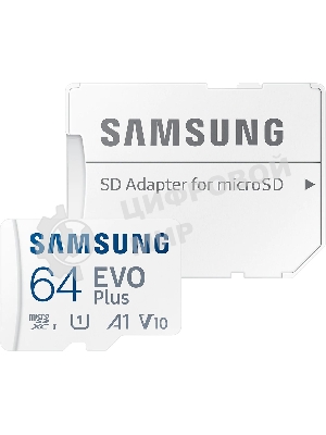 Флеш карта microSDXC 64GB Samsung EVO Plus Memory Card Samsung UHS-I U1 Class 10, Adapter, 130 MB/s, 10000 циклов, - 25°C to 85°C, RTL Samsung MB-MC64KA