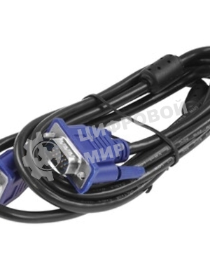 Кабель VGA Pro Cablexpert CC-PVGA-1.8M, 15M/15M, 1.8м, экран, феррит. кольца, пакет