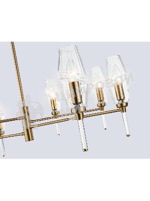 Люстра Ambrella light LH55202/8 BS/CL латунь/прозрачный E14*8 max 40W D800*520