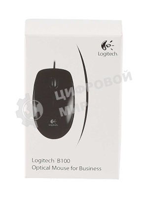 Мышь проводная Logitech B100 черный, 1000 dpi, USB, кнопки - 3