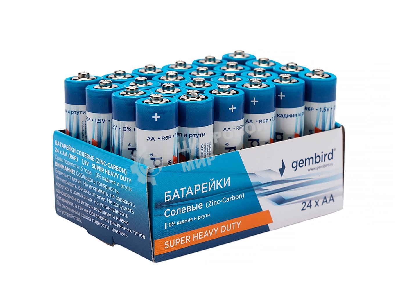 Батарейки солевые Gembird GB-R6P-24B, тип AA, 24шт, коробка