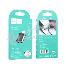 Переходник USB3.0 OTG Hoco Type-C(M)/AF, UA17, черный, коробка