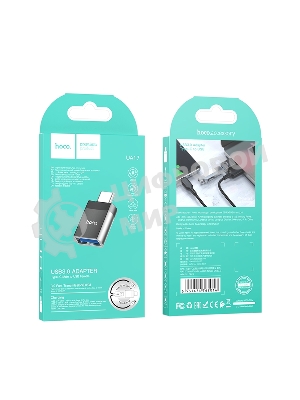 Переходник USB3.0 OTG Hoco Type-C(M)/AF, UA17, черный, коробка