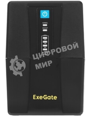 Источник бесперебойного питания ExeGate Power NB-850.LED.AVR.2SH.USB (850VA/510W, LED, AVR, 2*Schuko, USB, батарея 12V 9Ah, черный)