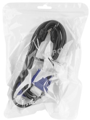 Кабель VGA Pro Cablexpert CC-PVGA-1.8M, 15M/15M, 1.8м, экран, феррит. кольца, пакет