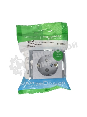 Механизм розетки 1-м СП AtlasDesign с заземл. защ. шторки 16А алюм. SchE ATN000345
