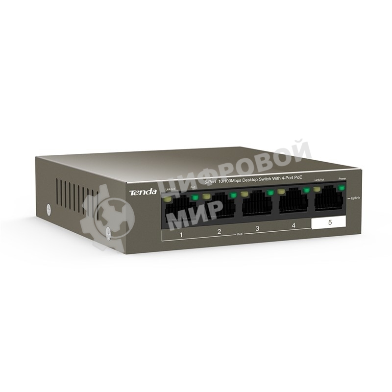 Коммутатор Tenda TEF1105P-4-63W 5PORT 10/100M